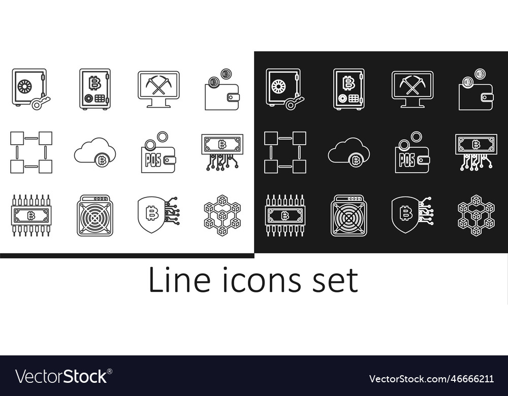 Set line blockchain technology cryptocurrency Vector Image Set line blockchain technology cryptocurrency