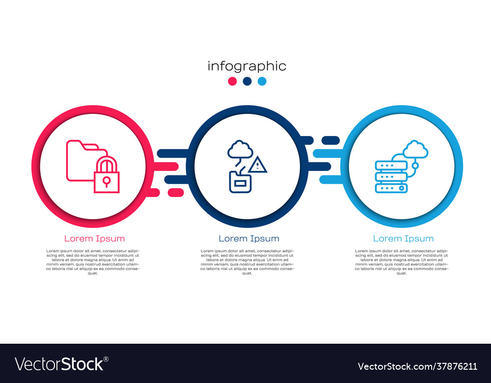 Set line folder and lock cloud technology data vector image Set line folder and lock cloud technology data