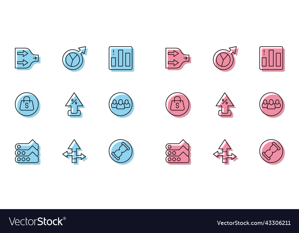 Set line graph chart diagram arrow old