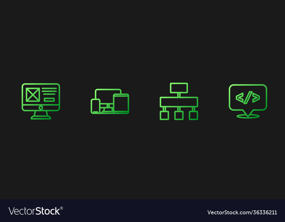 Set line site map ui or ux design monitor vector image Set line site map ui or ux design monitor