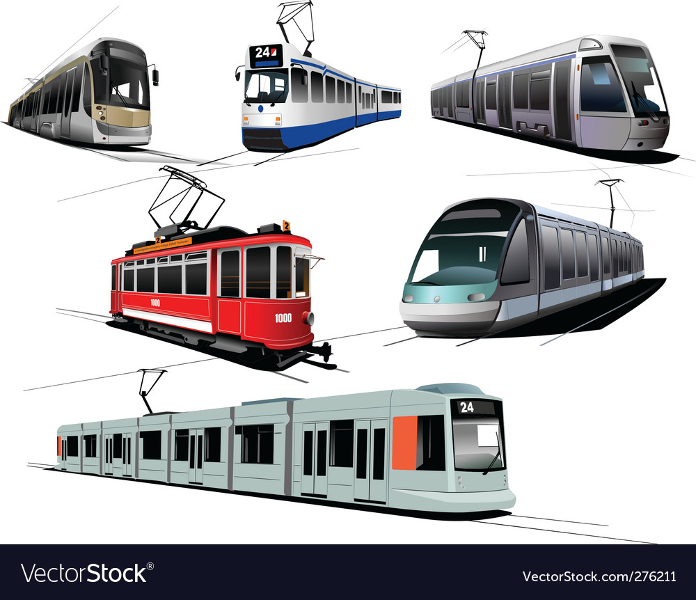 Sechs Straßenbahnen