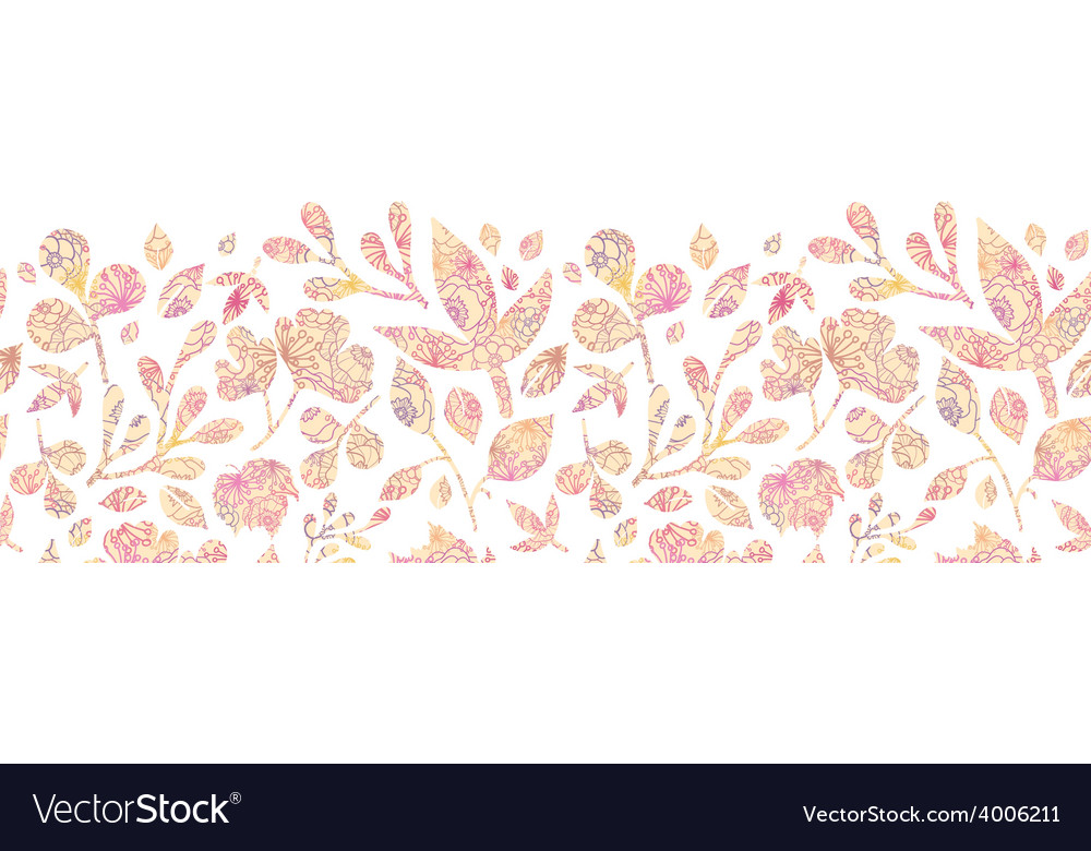 Textured pastel leaves horizontal seamless pattern