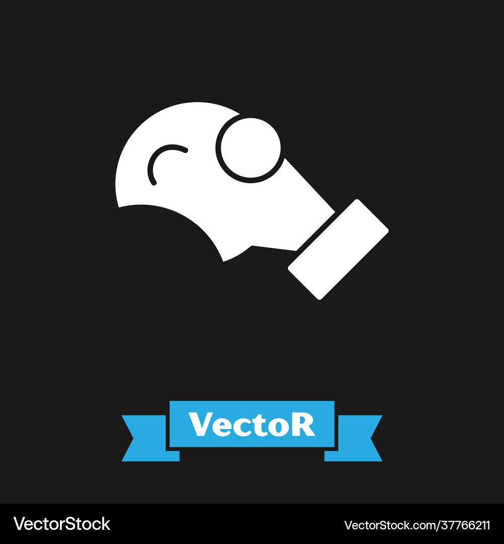 White gas mask icon isolated on black background Vector Image