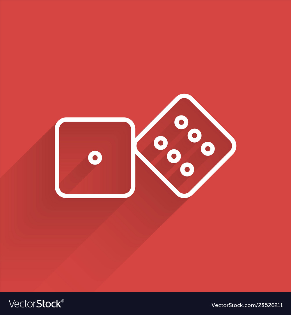 White line game dice icon isolated with long vector image White line game dice icon isolated with long