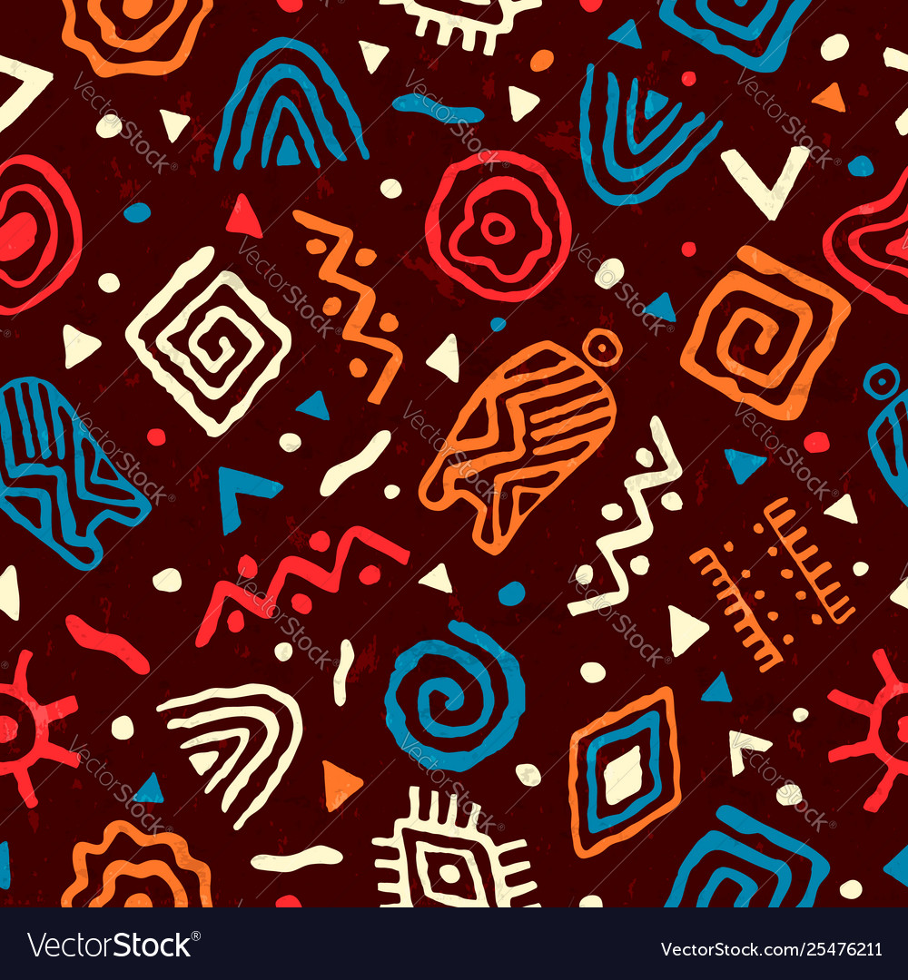 Wild boho seamless pattern with african art vector image Wild boho seamless pattern with african art