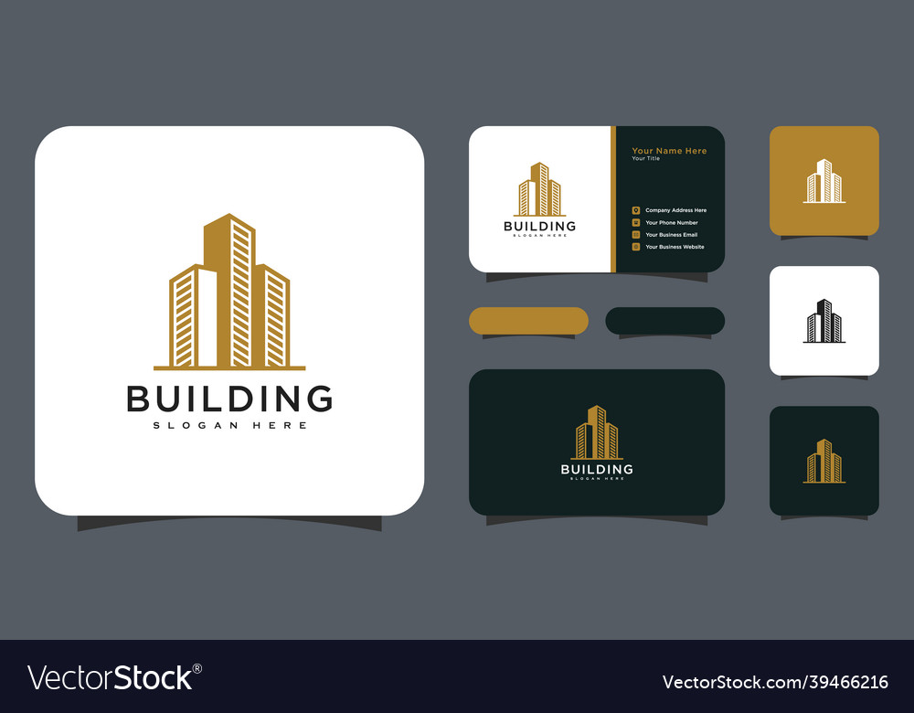 Building logo with line art style city