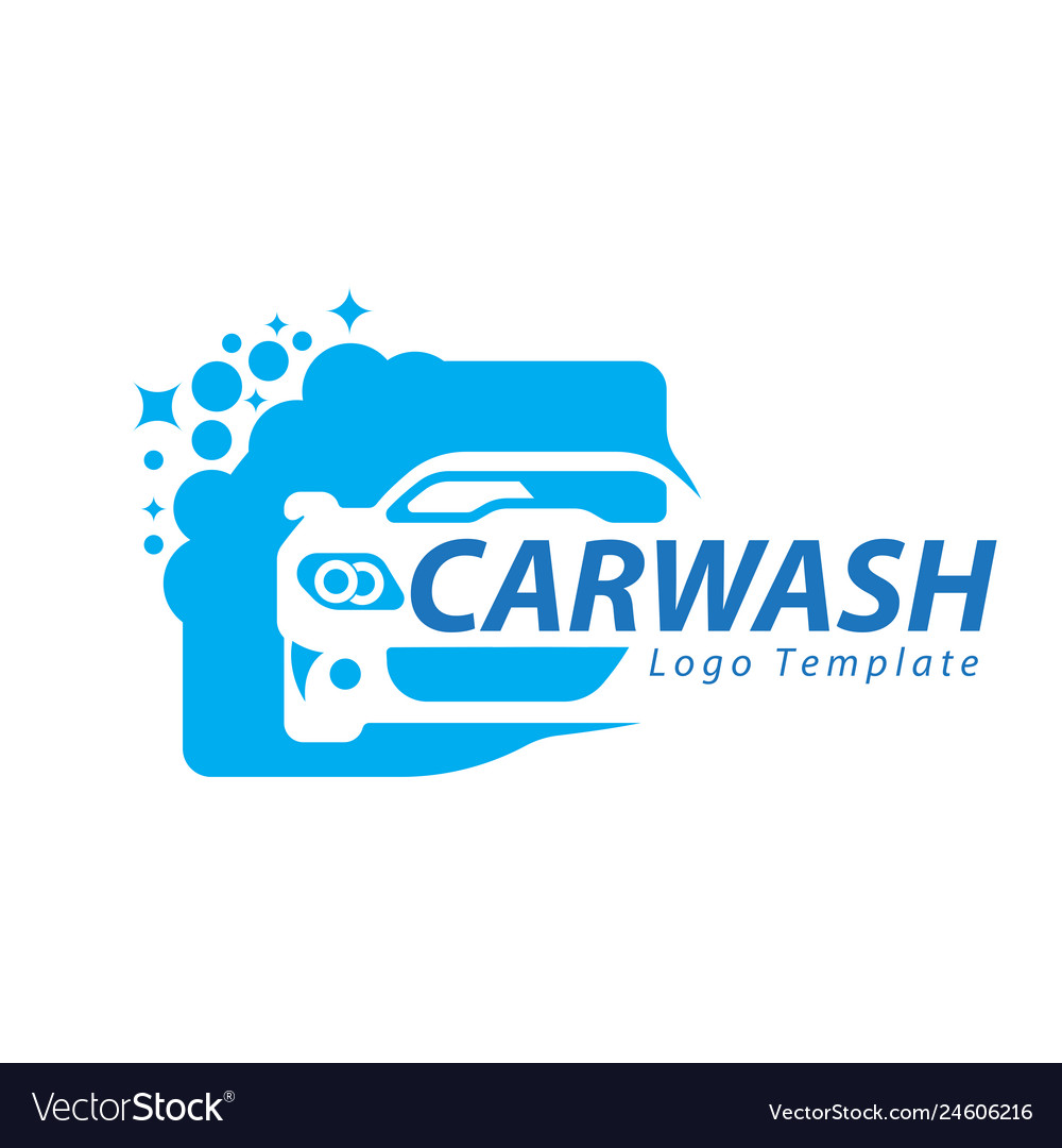 Car wash logo with icons Royalty Free Vector Image