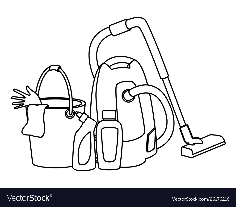 Cleaning and hygiene equipment icons in black vector image Cleaning and hygiene equipment icons in black