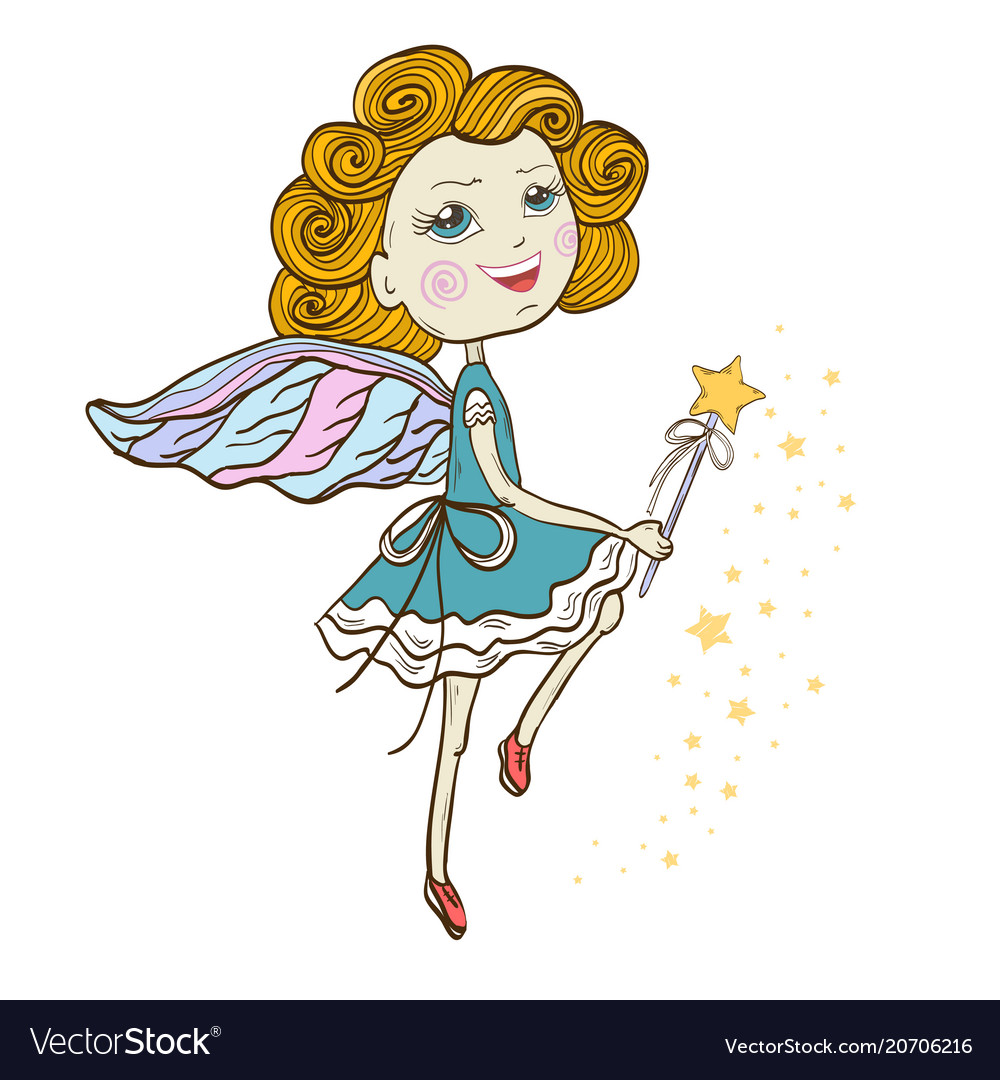 Dancing fairy with magic wand