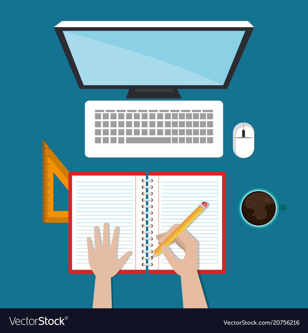 Desktop computer with easy e-learning vector image Desktop computer with easy e-learning