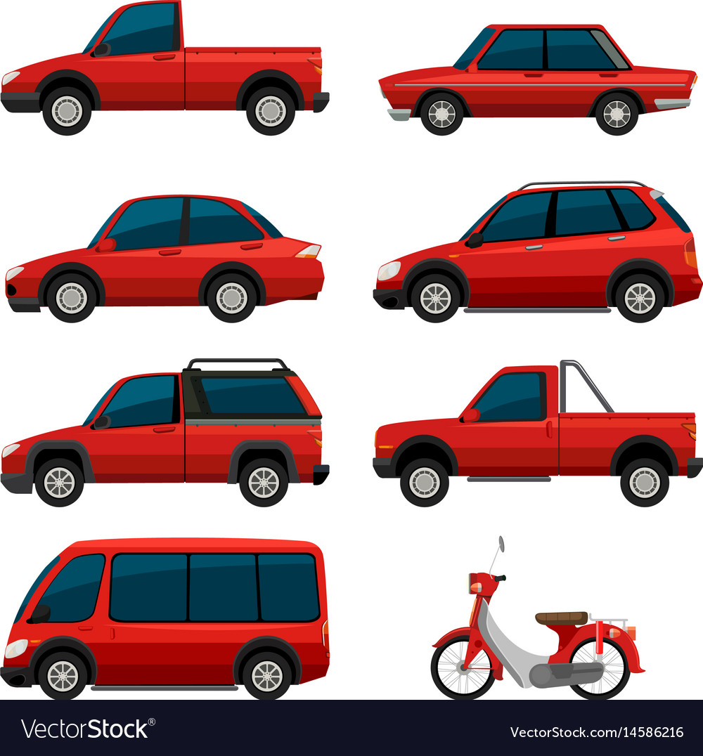 Different types of transports in red color