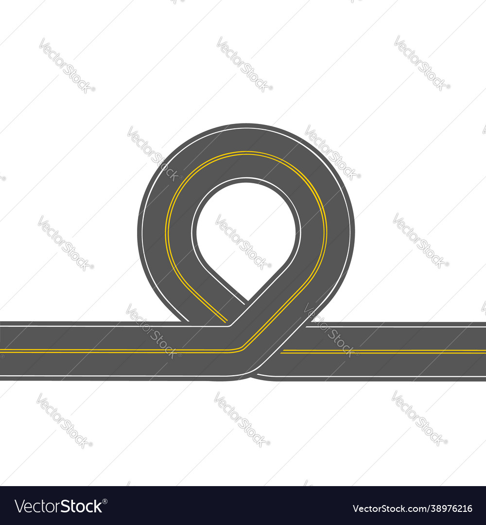 Element or road with loop highway curvy line