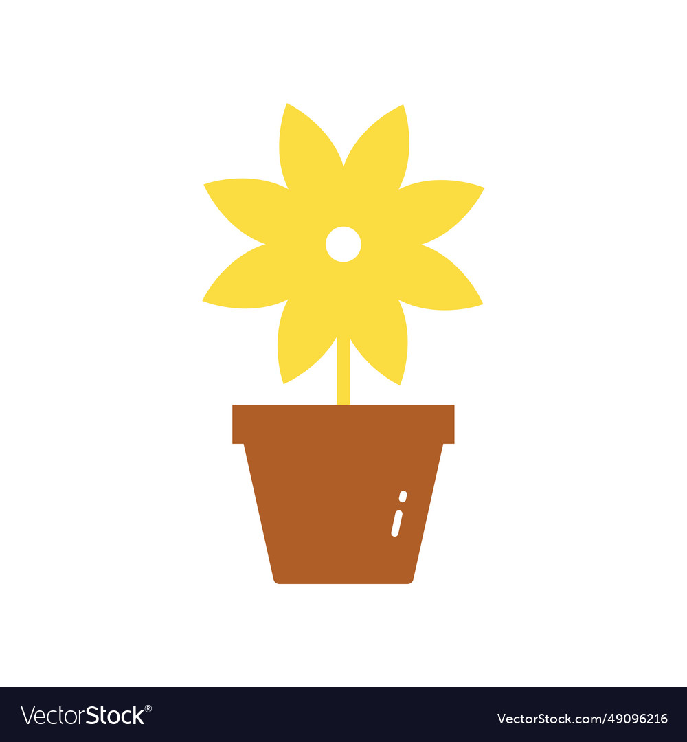 Flower pot icon flat symbol