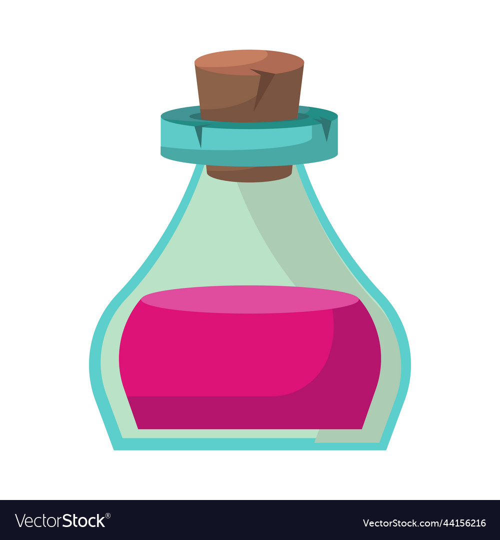 Game icon of bottle with poison or elixir cartoon