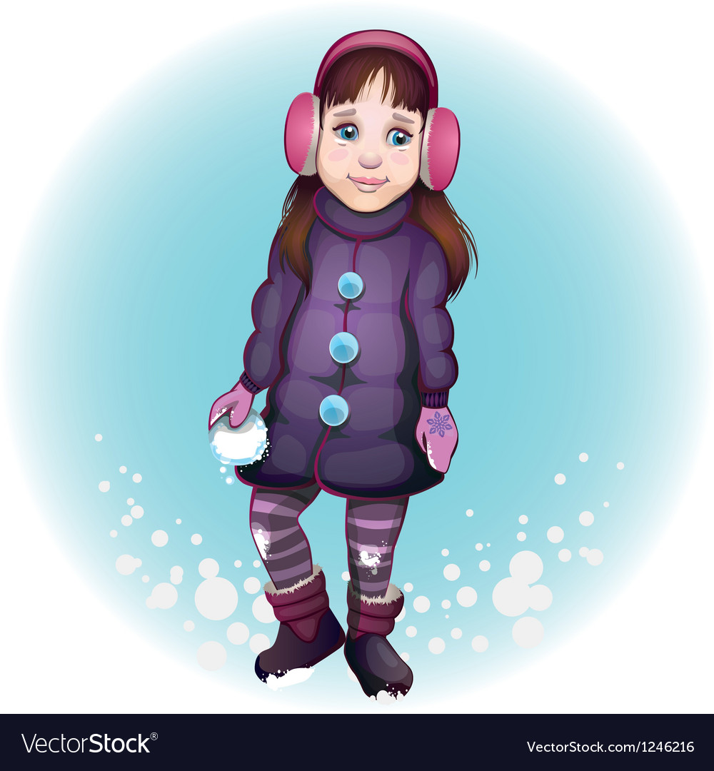 Girl with snowball Royalty Free Vector Image - VectorStock