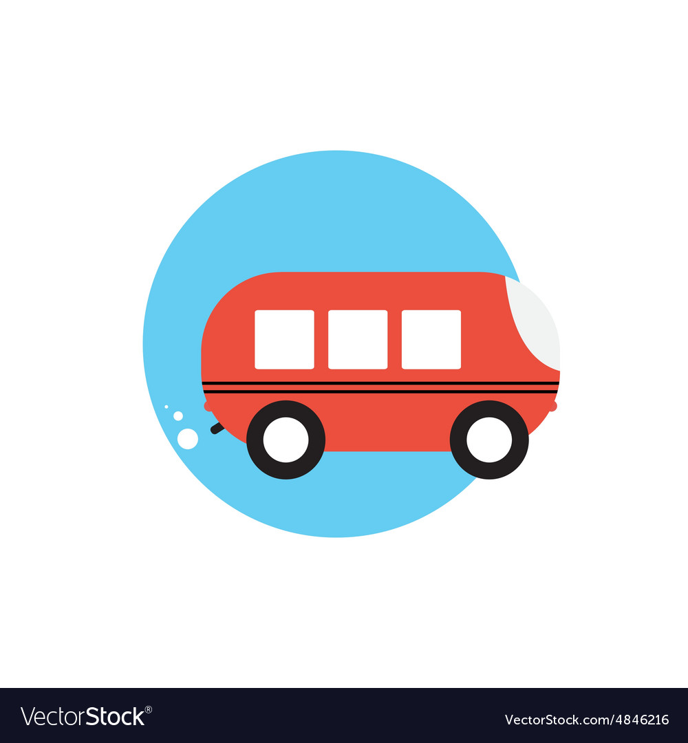 Line icon with flat graphics element of bus