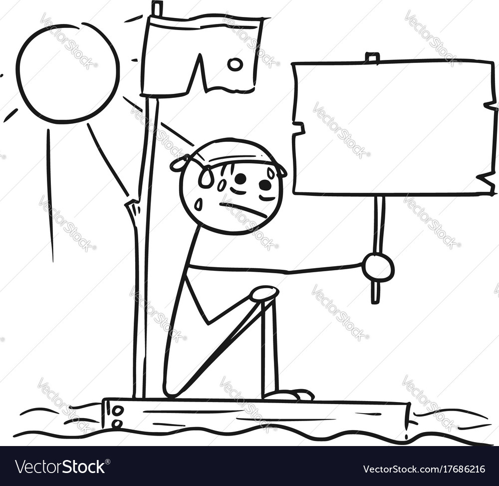 Verlorener Mann auf Raft