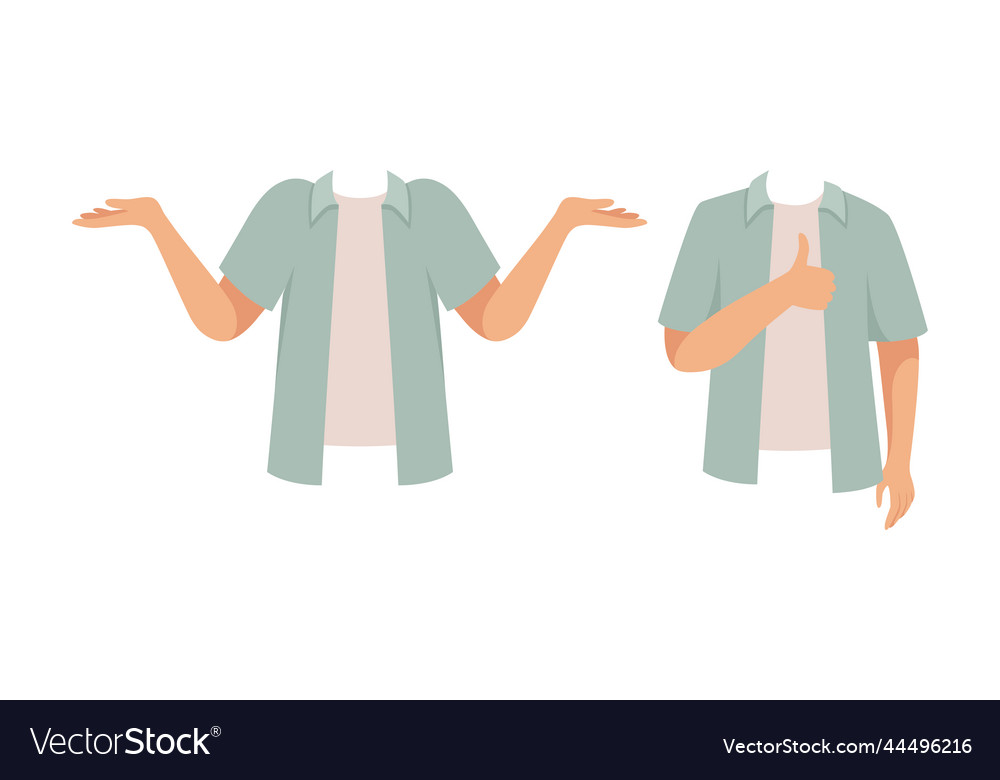Man character with arms in shirt as constructor vector image Man character with arms in shirt as constructor