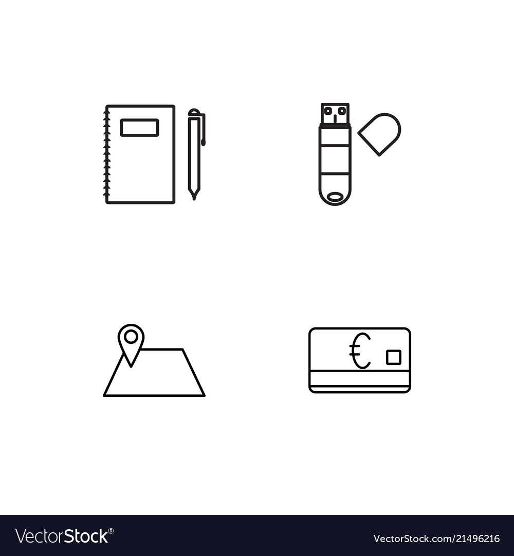 Office linear icons set simple outline