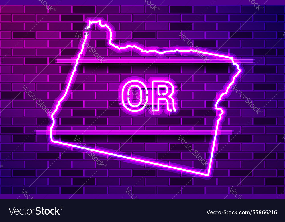 Oregon us state glowing purple neon lamp sign Vector Image