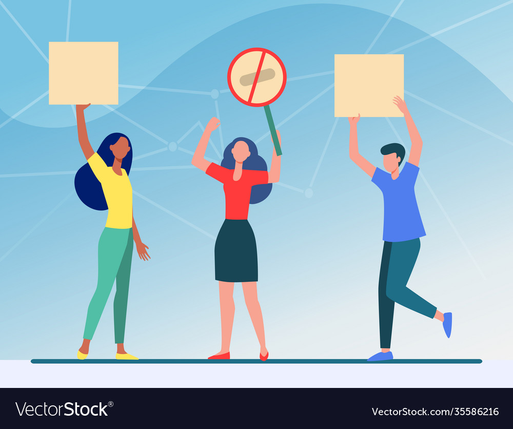 People Holding Protest Placards Royalty Free Vector Image People Holding Protest Placards Royalty Free Vector Image