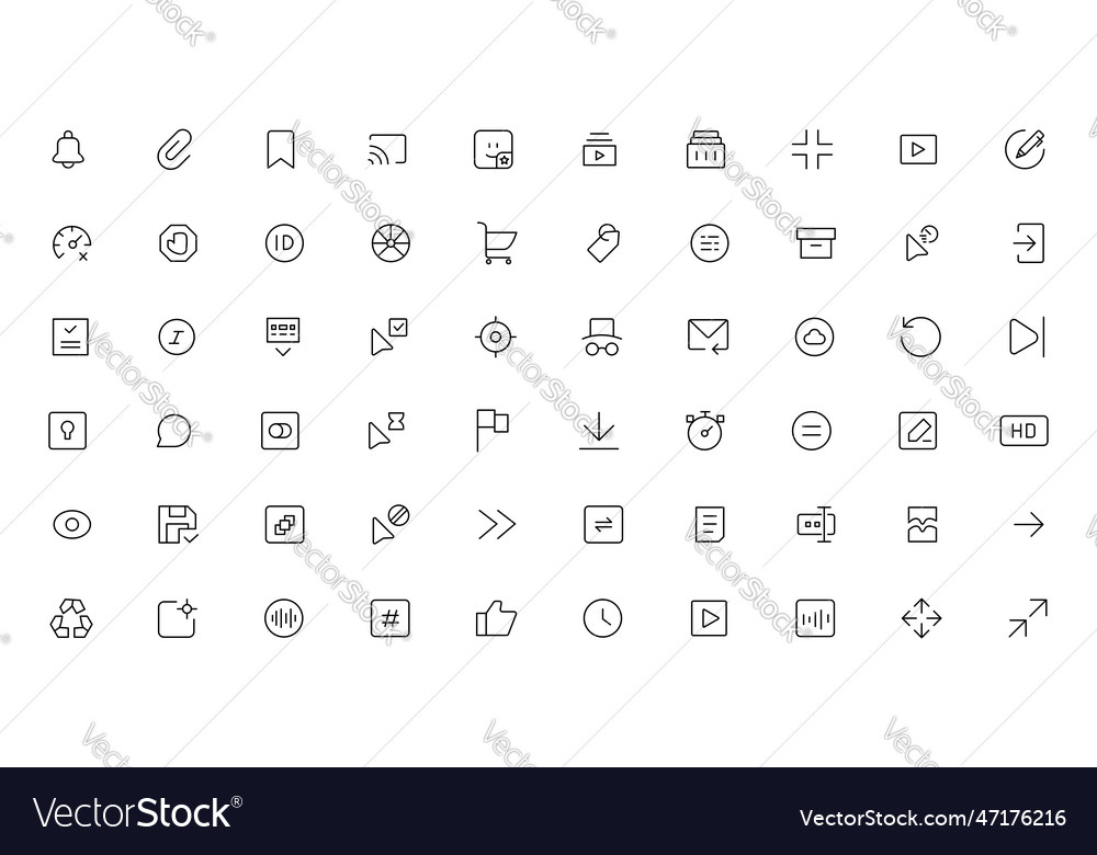 Pixel perfect basic user interface essential set vector image Pixel perfect basic user interface essential set