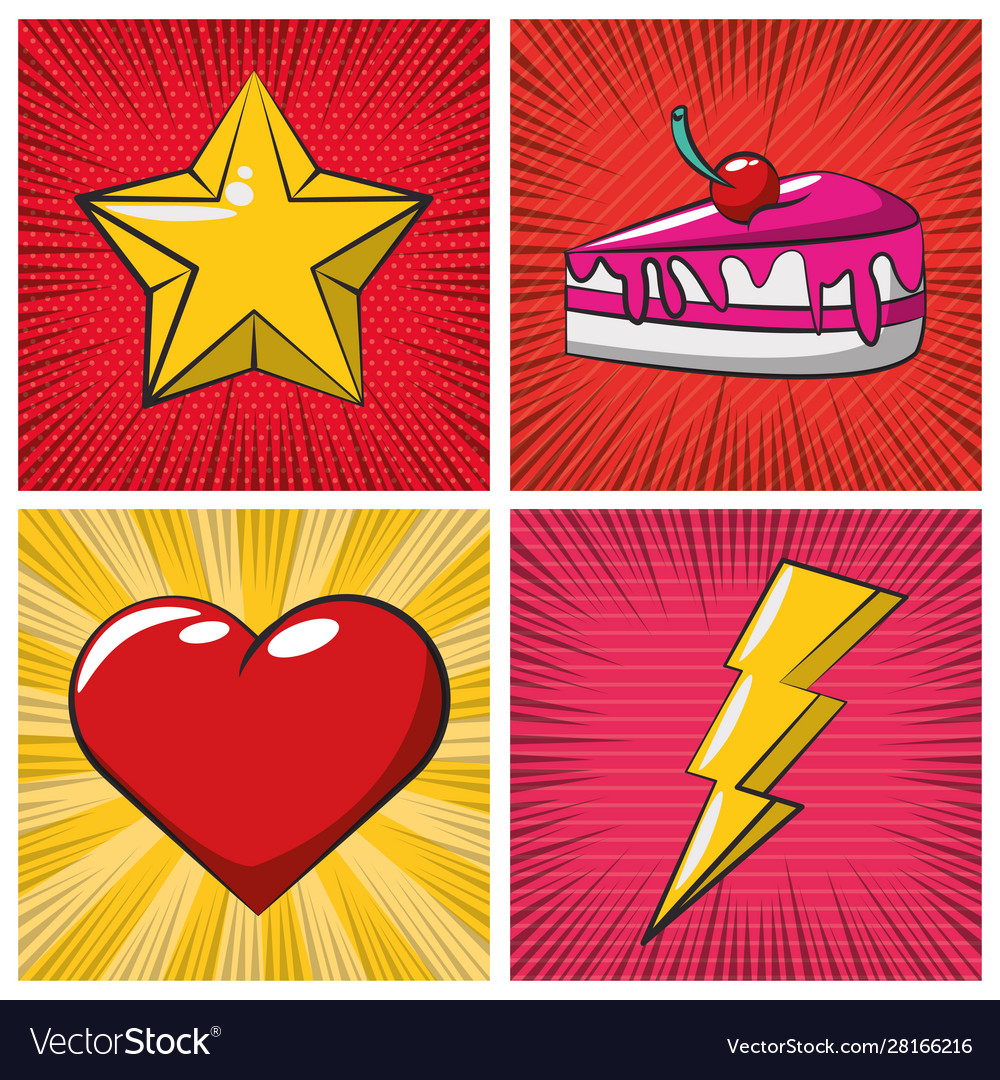 Poster pop art style with set icons Vector Image Poster pop art style with set icons
