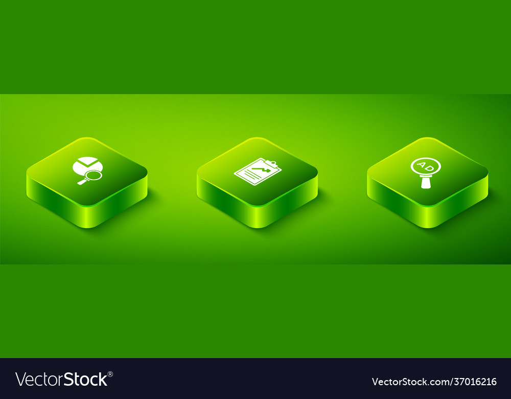 Set isometric clipboard with graph chart vector image Set isometric clipboard with graph chart