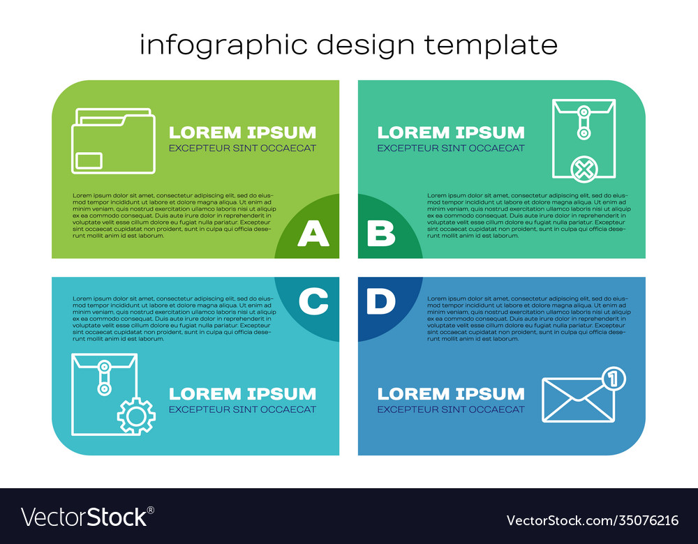 Set line envelope setting document folder vector image Set line envelope setting document folder