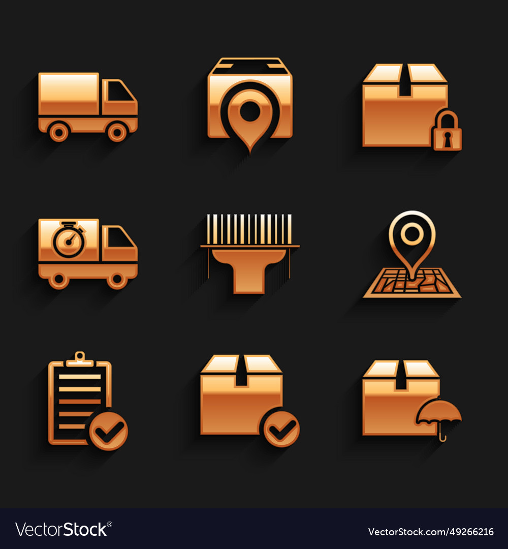Set scanner scanning bar code package box vector image Set scanner scanning bar code package box