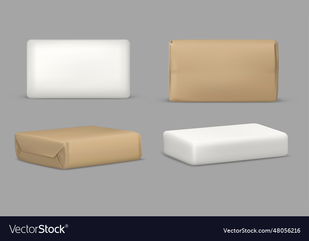 Soap bar and package rectangular mockup template