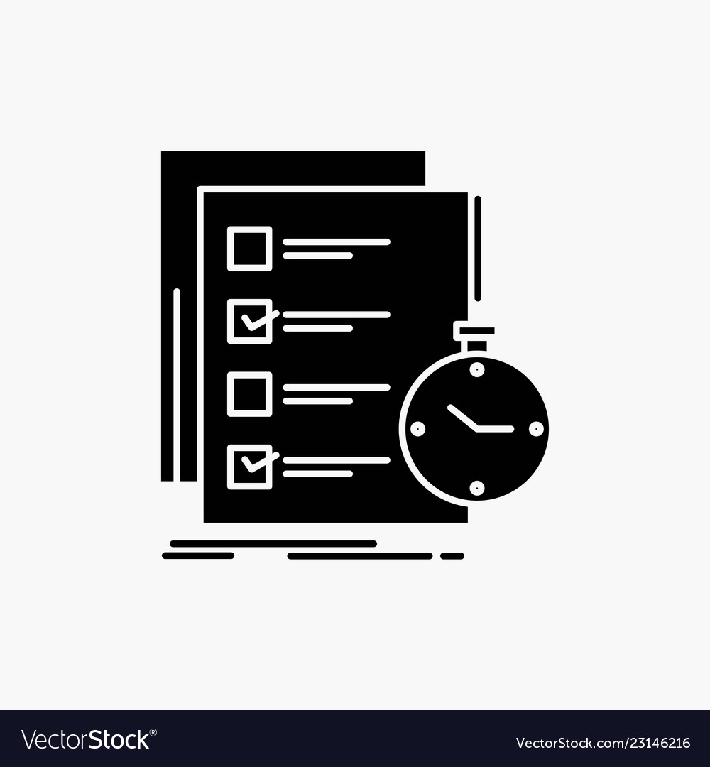 Todo task list check time glyph icon isolated vector image Todo task list check time glyph icon isolated