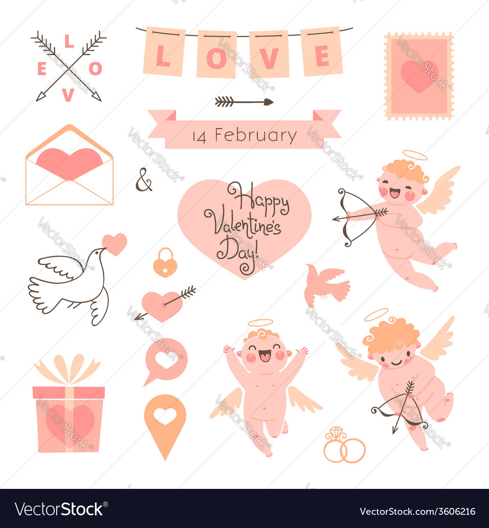 Valentines day set of elements for design
