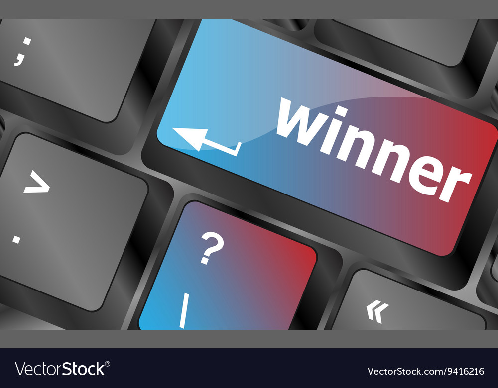 Winner button on the keyboard key close-up
