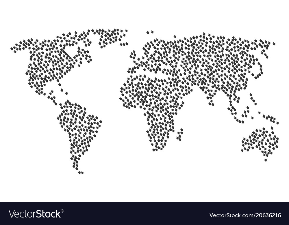 World map pattern of pointer finger items vector image World map pattern of pointer finger items