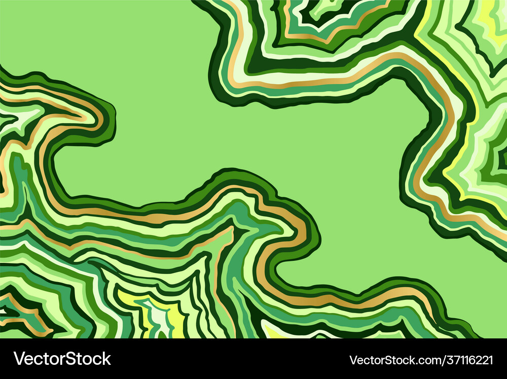 Abstract green and gold pattern agate slice Vector Image