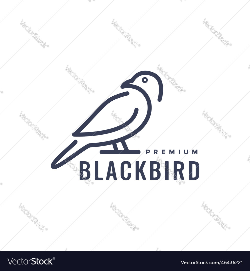 Black bird perched modern minimal geometric line Vector Image