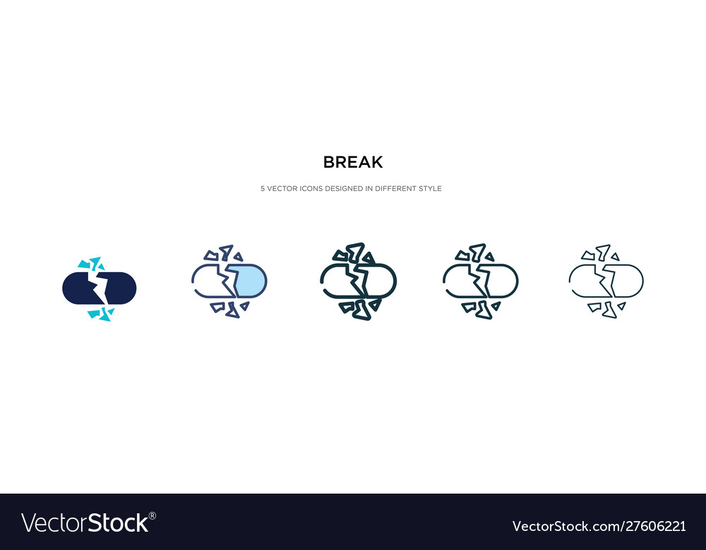 Break icon in different style two colored vector image Break icon in different style two colored