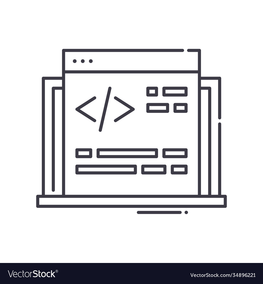 Coding process icon linear isolated vector image Coding process icon linear isolated
