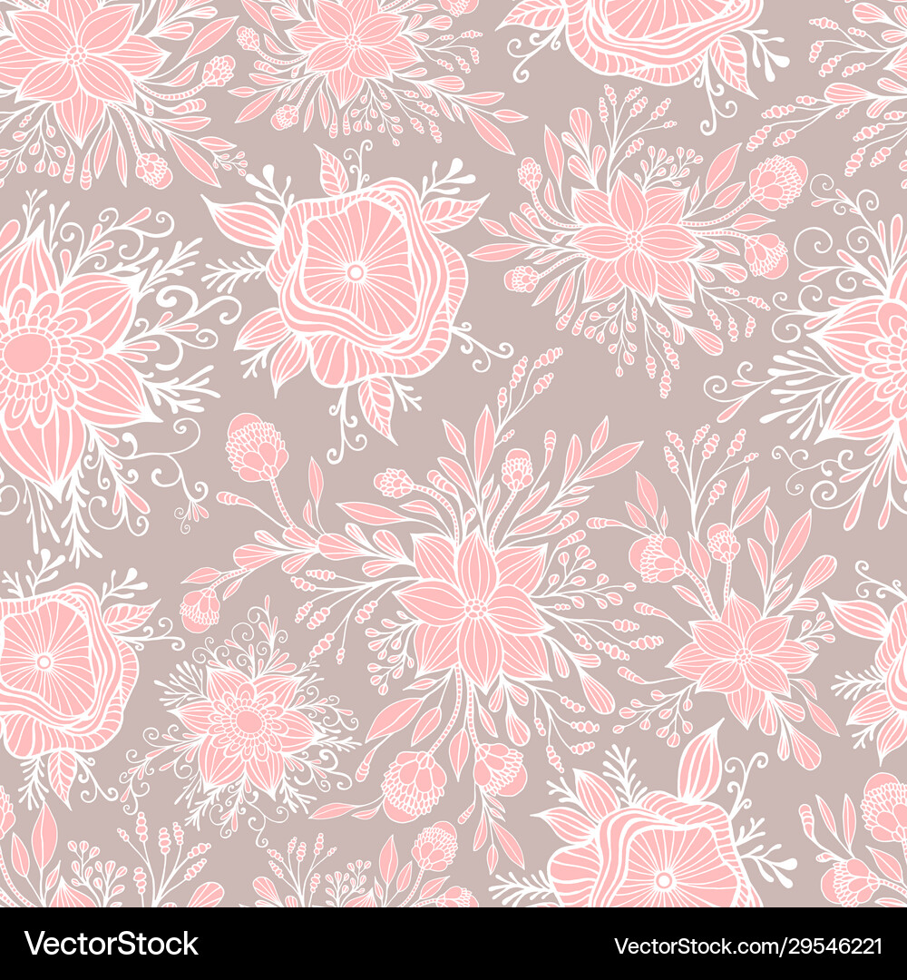 Fantasy blooming flowers seamless pattern Vector Image