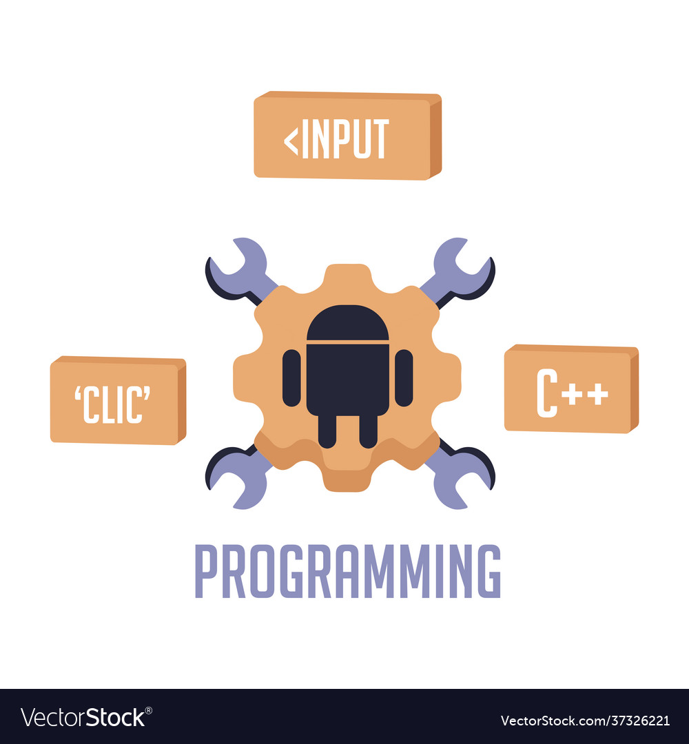Isolated android programming vector image Isolated android programming