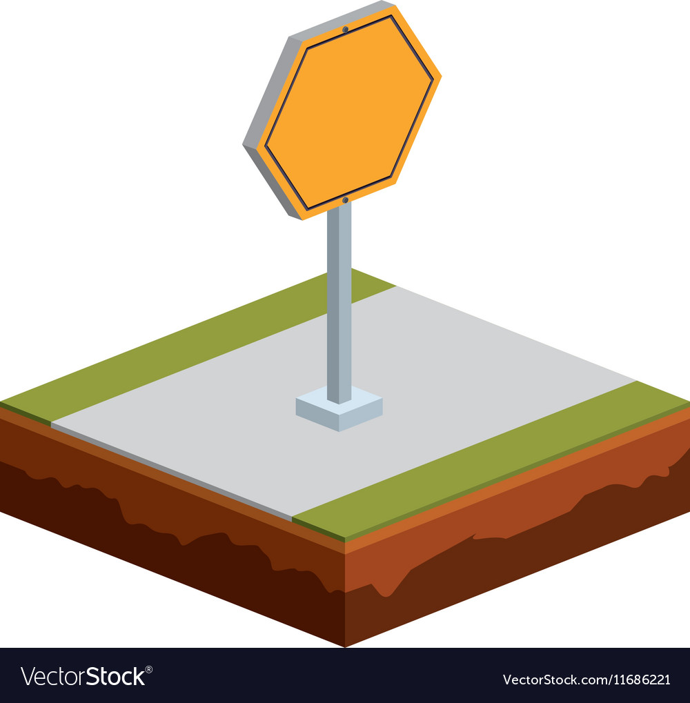 Isolated isometric yellow road sign design