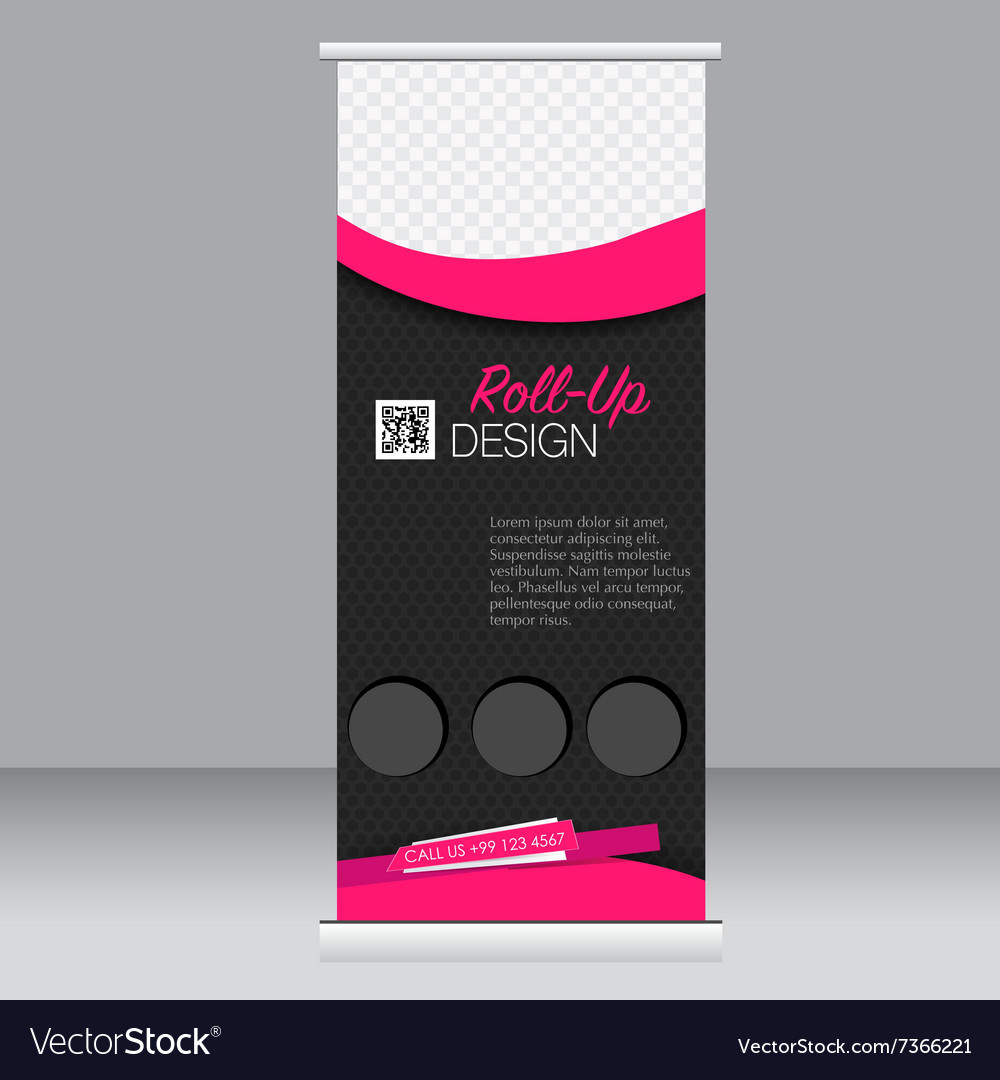 Roll Up Banner Stand - Abstract Pink & Black