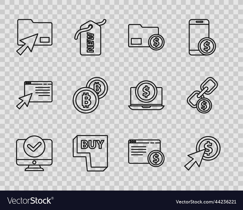 Zeilen-Computermonitor Cursor und Münze einstellen vector image Zeilen-Computermonitor Cursor und Münze einstellen