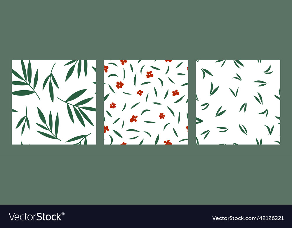 Set of seamless patterns with simple flowers