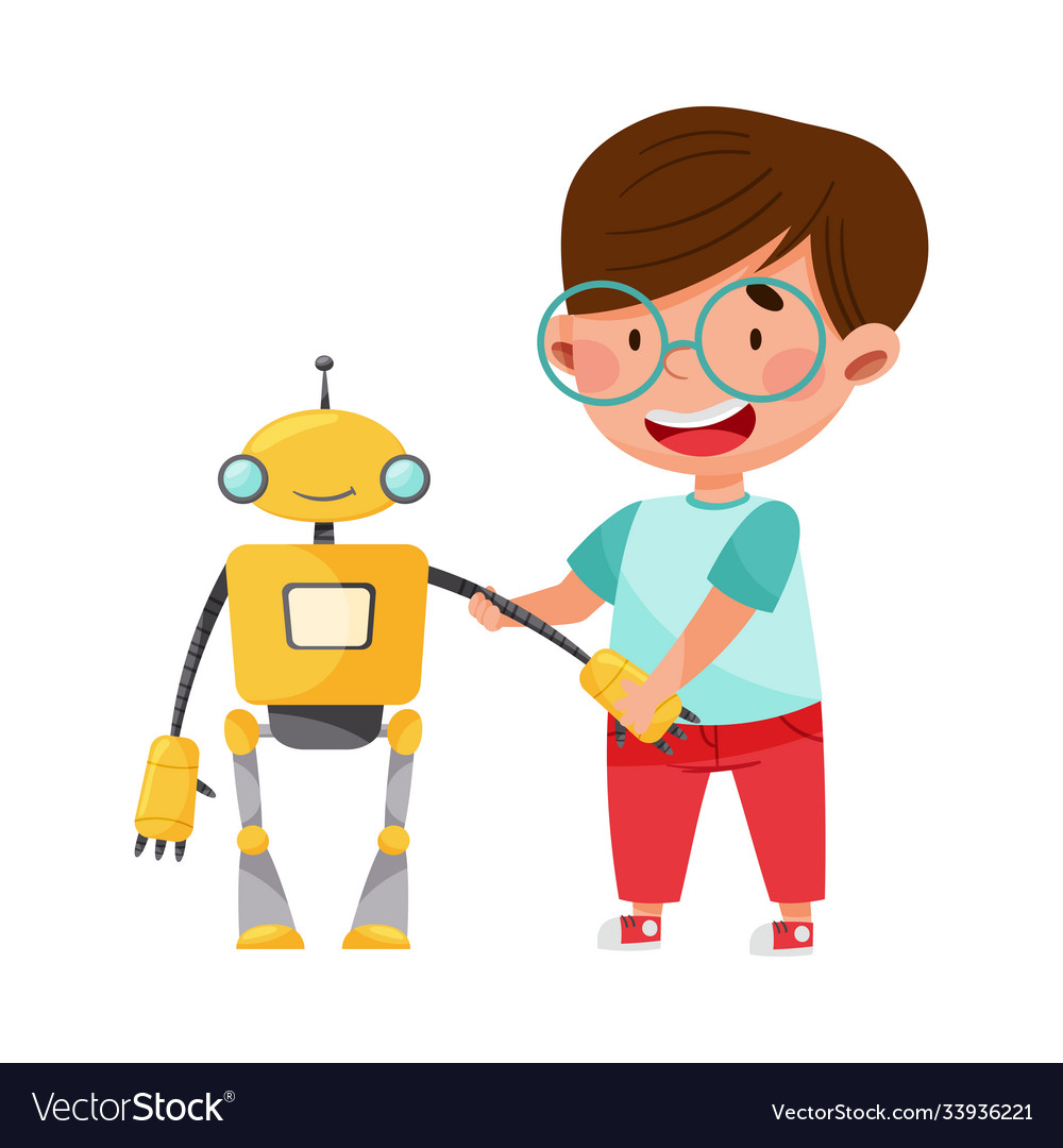 Smiling boy character engineering Royalty Free Vector Image