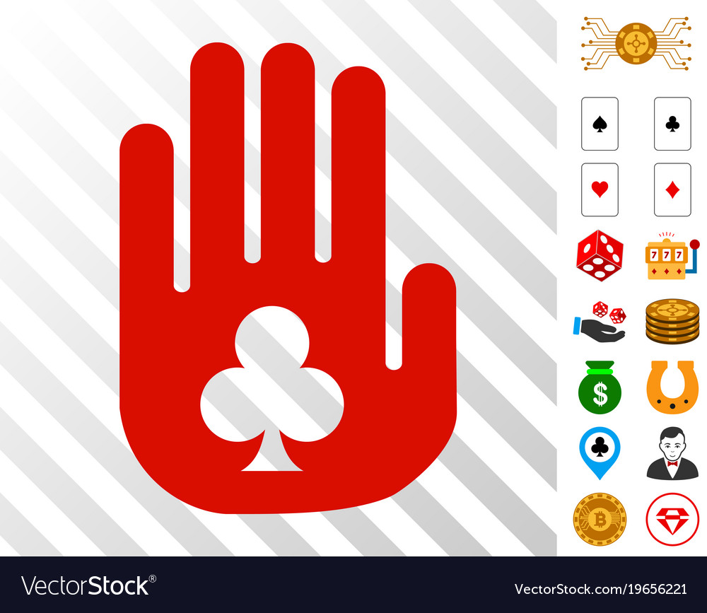 Stop gambling hand icon with bonus