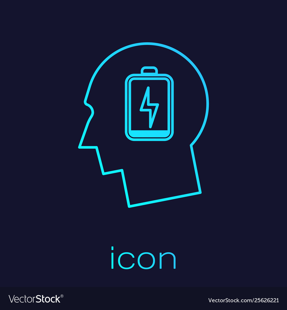 Turquoise male head with low battery line icon