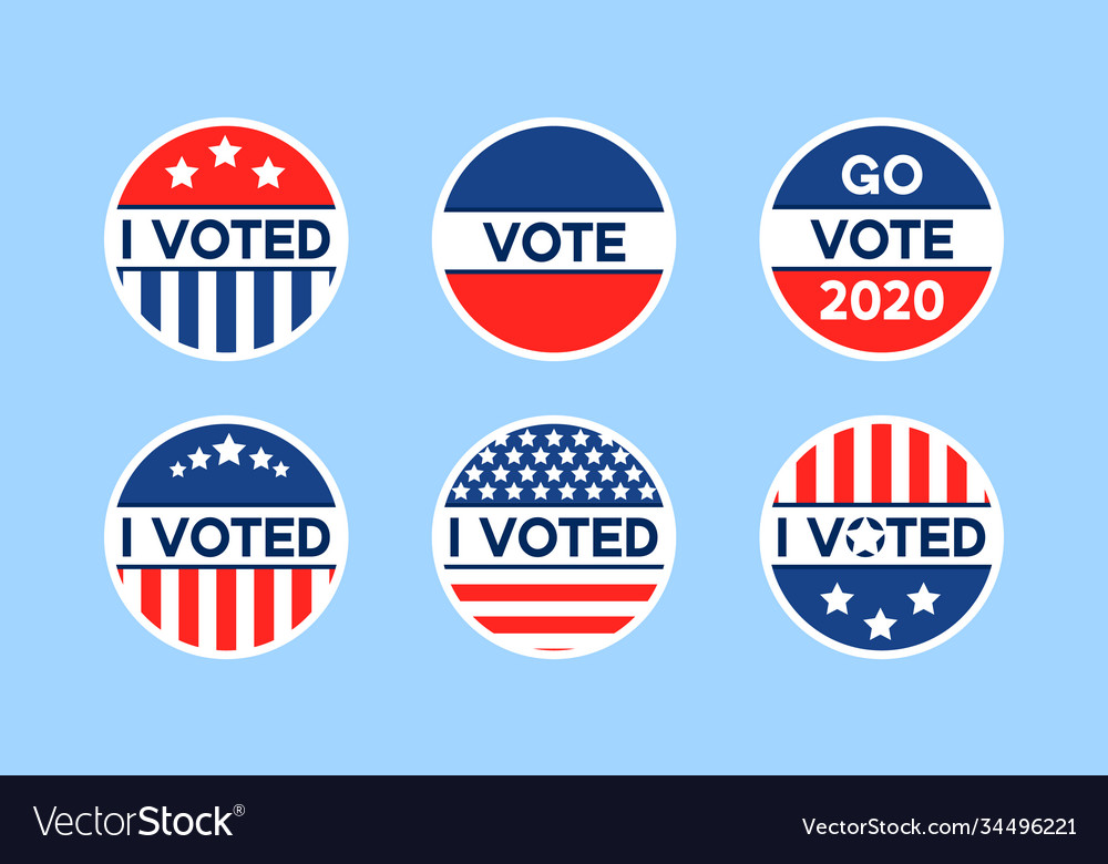 Usa 2020 voting icons set circle flat stickers Vector Image