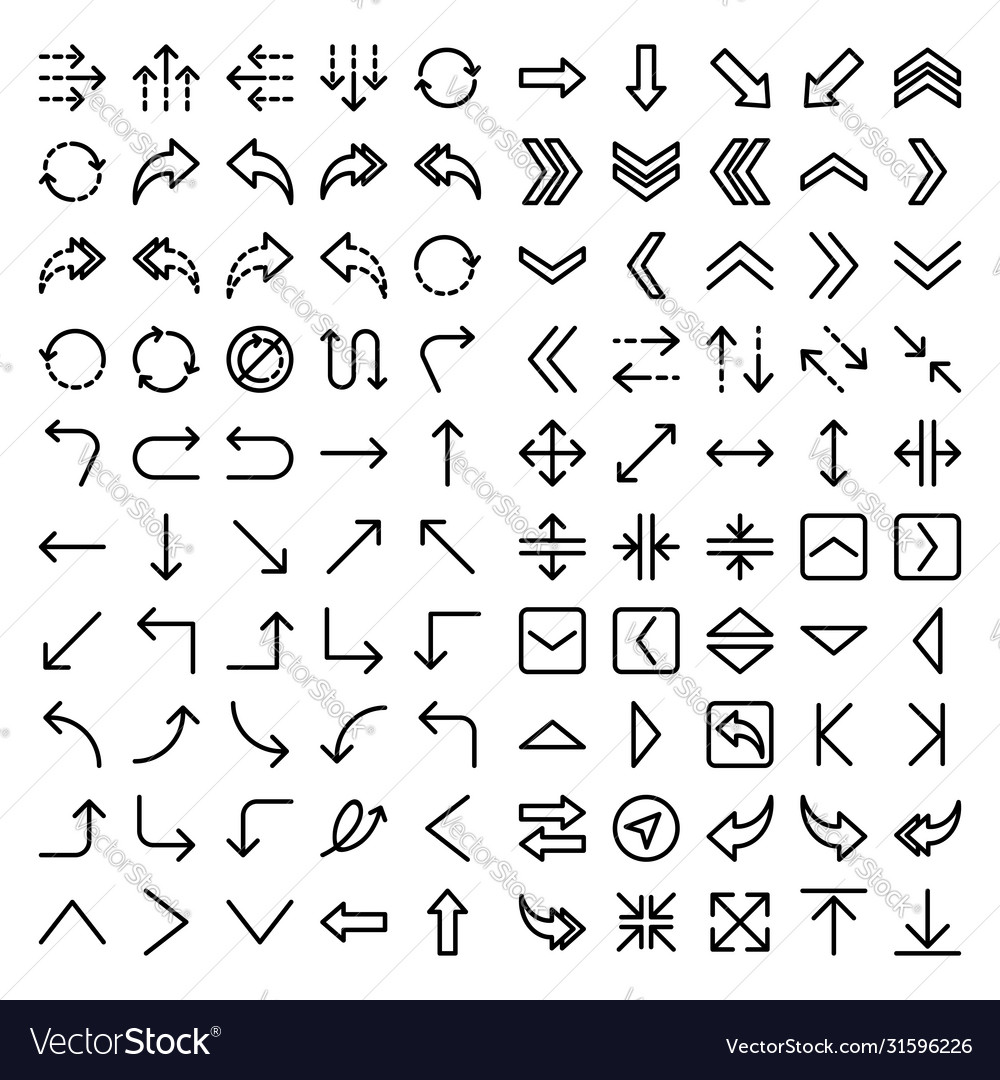 Arrows icon set include arrow symbol square rotate Vector Image Arrows icon set include arrow symbol square rotate